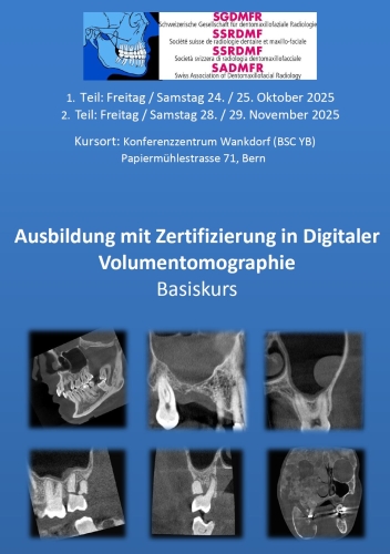 <strong>DVT-Ausbildungskurs für ZahnärztInnen </strong><br />
Teil 1: 24./25.10.2025<br />
Teil 2: 28./29.11.2025
